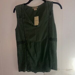Lucky Brand Forest Green Sleeveless Blouse